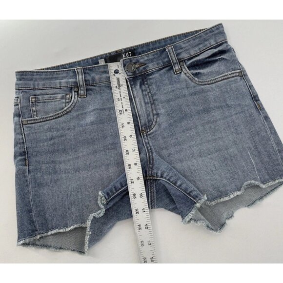 KUT FROM THE KLOTH GIDGET FRAY Womens STRETCH Denim Shorts Sz 6 Preppy - Picture 7 of 8
